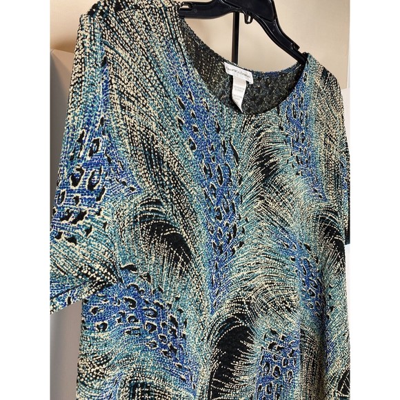 Drapers Damons, Womens, Blouse, 2X Peacock Feather, Short Sleeves - Picture 16 of 16
